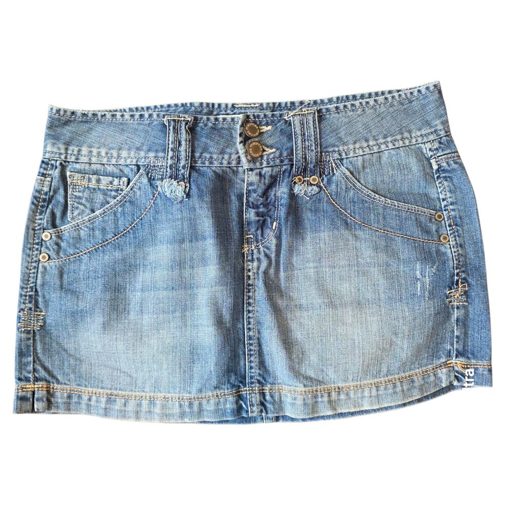 Vintage Maurices Y2K Low Rise Denim Micro Mini Skirt - Size 3/4